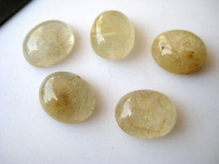 10 Pieces 11x9mm Each Gold Rutilated Quartz Oval Shaped Smooth Flat Back Loose Cabochons BB243