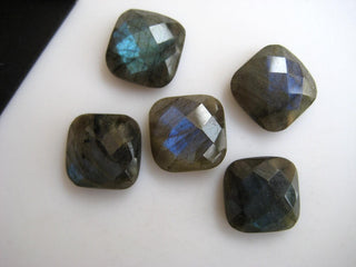 5 Pieces 13x13mm Each Natural Labradorite Cushion Shaped Flat Back Faceted Loose Gemstones BB245