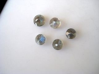 50 Pieces 4x4mm Natural Labradorite Round Shaped Flat Back Faceted Loose Cabochons BB252