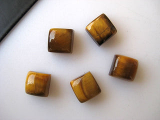 20 Pieces 5x5mm Each Tigers Eye Brown Cushion Shaped Flat Back Smooth Loose Cabochons BB271