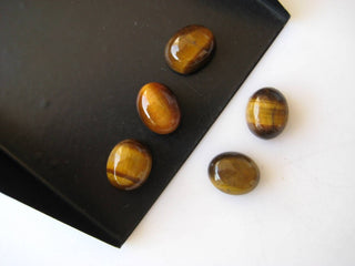 10 Pieces 10x8mm Each Tigers Eye Oval Shaped Brown Color Flat Back Smooth Loose Cabochons BB279