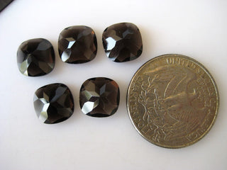 10 Pieces 10mm Natural Smoky Quartz Cushion Shaped Flat Back Faceted Loose Gemstones BB284