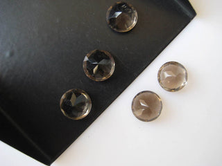 20 Pieces 8x8mm Each Natural Smoky Quartz Flat Back Faceted Loose Cabochons BB285