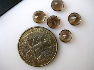 20 Pieces 8x8mm Each Natural Smoky Quartz Flat Back Faceted Loose Cabochons BB285