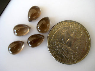 10 Pieces 10x7mm Natural Smoky Quartz Smooth Pear Shaped Flat Back Loose Cabochons BB295