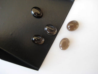 10 Pieces 9x7mm Each Natural Smoky Quartz Oval Shaped Flat Back Smooth Loose Cabochons BB296