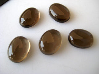 10 Pieces 10x8mm Natural Smoky Quartz Oval Shaped Brown Color Flat Back Smooth Loose Cabochons BB297