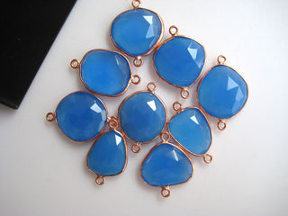 10 Pieces Blue Chalcedony Rose Cut Jewelry Bezel Connectors, Silver Gold Rose Gold Gemstone Connectors, CCC20