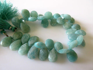 Faceted Blue Green Amazonite Pear Shaped Briolette Beads, Natural Amazonite Gemstone Beads, 14mm Beads, 7.5 Inch Strand, GDS721