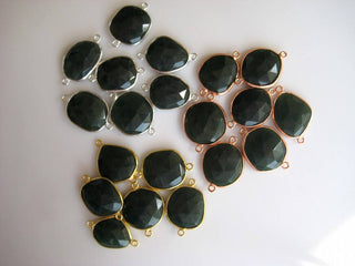 10 Pieces Green Aventurine Quartz Rose Cut Bezel Connectors, Silver Gold Rose Gold Gemstone Connectors, CCC10