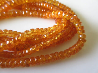 Orange Garnet Rondelle Beads, AAA Micro Faceted Spessartite Mandarin Garnet Rondelles, 3mm To 4.5mm Each, 16 Inch Strand, GDS725