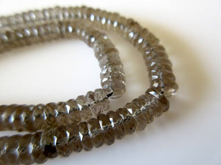 Beautiful Shaded Faceted Smoky Quartz Tyre Rondelle Beads, 5mm Brown Quartz Beads, 16 Inch Strand, Gds727