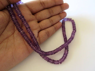 African Amethyst Faceted Tyre Rondelle Beads, 5mm Natural Amethyst Beads, 16 Inch Strand, Gds729