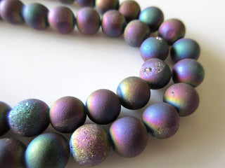 Sparkly Matte Purple Pink Natural Agate Druzy Beads, Color Treated Druzy Beads, 8mm Beads, 15 Inch Strand, GDS735