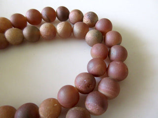 Sparkly Matte Natural Agate Druzy Orange Color Beads, Color Treated Druzy Beads, 8mm Beads, 15 Inch Strand, GDS738