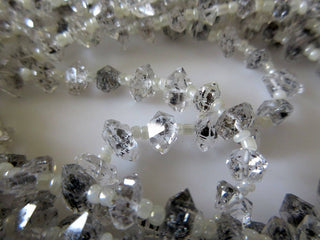 Centre Side Drilled Herkimer Diamond Nugget, Raw Herkimer Diamond Tumble Beads, 7mm To 8mm Each, 12 Inch Strand, GDS742