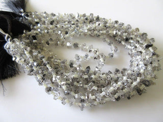 Centre Side Drilled Herkimer Diamond Nugget, Raw Herkimer Diamond Tumble Beads, 7mm To 8mm Each, 12 Inch Strand, GDS742