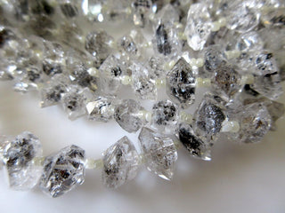 12mm To 13mm Centre Side Drilled Herkimer Diamond Nugget, Raw Herkimer Diamond Tumble Beads, 12 Inch Strand, GDS744