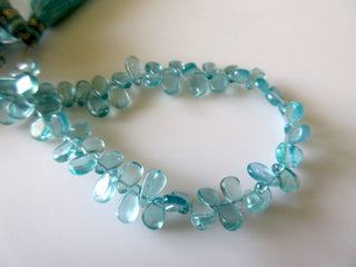 Natural Blue Apatite Smooth Pear Briolette Beads 7 Inches Of 5mm To 8mm Beads, GDS747