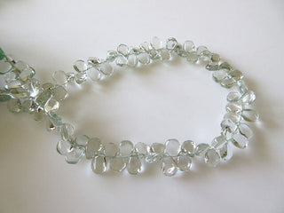 Uniform Size Natural Green Amethyst Smooth Pear Shaped Briolette Beads, 10 Inches Of 5x7mm Green Amethyst Beads, GDS755