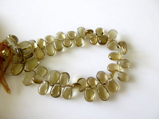 Natural Lemon Quartz Smooth Pear Shaped Briolette Beads, 8 Inches Of 10mm To 11mm AAA Beer Quartz Beads, GDS758