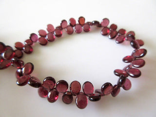 Uniform Size Natural Smooth Garnet Pear Shaped Briolette Beads, 9 Inches Of Tiny 5x6mm AAA Garnet Beads, GDS764
