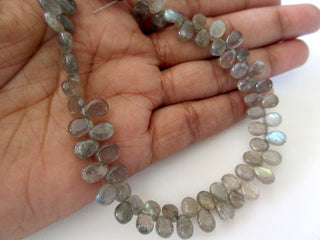 Natural Smooth Labradorite Pear Shaped Briolette Beads, 9 Inches Of Tiny Uniform Sized Calibrated 5x7mm Labradorite Beads, GDS766