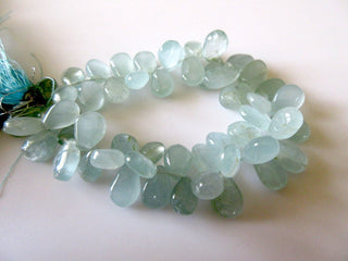 Natural Aquamarine Smooth Pear Briolette Beads, 8 Inches Of Huge Rare 14mm To 17mm Aquamarine Beads, GDS771