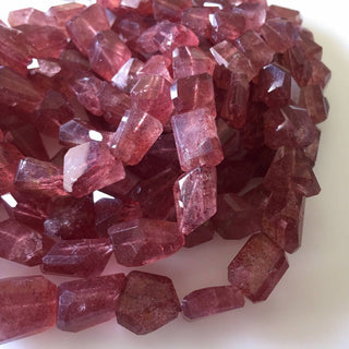 Strawberry Quartz Tumbles, Rare Dark Pink Natural Strawberry Quartz Beads, 8mm To 17mm Beads, 18 Inch Strand, GDS776