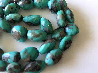 Natural Blue Green Turquoise Faceted Tumbles, 10mm To 13mm/12-18mm Sleeping Beauty Arizona Turquoise Beads, 16 Inch Strand, GDS785