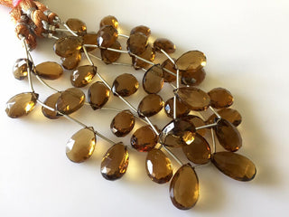 Natural AAA Lemon Quartz Faceted Pear Shaped Briolette Beads, 13 Pieces Huge 15mm To 19mm AAA Beer Quartz Beads, Gds790