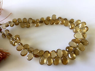 Natural AAA Lemon Quartz Faceted Pear Shaped Briolette Beads, 5x7mm To 7x11mm Beer Quartz Beads, 9 Inch Full Strand Gds791