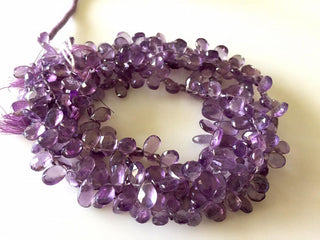 Faceted Purple Pink Amethyst Pear Shape Briolette Beads, 9mm To 10mm Amethyst Pear beads, 10 Inch Strand, GDS797