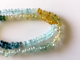 6mm Natural Multi Aquamarine Rondelle Beads, Pink Yellow Blue Aquamarine Button Beads, 13 Inch Strand, GDS804