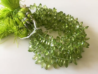 Natural Peridot Marquise Briolette Beads, Faceted Peridot beads, 5x9mm To 5x10mm Each, 8 Inch Strand, GDS809
