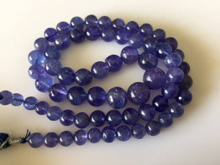 Natural Tanzanite Smooth Round Beads, Rare Shape And Color AAA Tanzanite Beads, 6mm To 10mm, 16 Inch Strand, GDS813