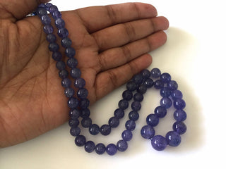 Natural Tanzanite Smooth Round Beads, Rare Shape And Color AAA Tanzanite Beads, 6mm To 10mm, 16 Inch Strand, GDS813