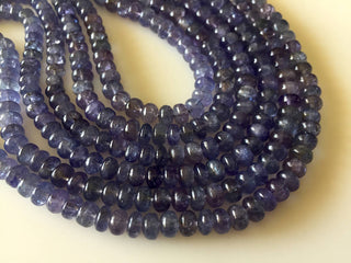 Natural Tanzanite Smooth Rondelle Beads, 5mm To 7mm Blue AAA Tanzanite Beads, 18 Inch Strand, GDS814