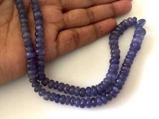 Natural Tanzanite Smooth Rondelle Beads, 5mm To 8mm Blue Tanzanite Beads, 18 Inch Strand, GDS815