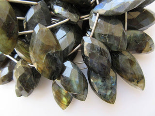 Flashy Blue Labradorite Marquise Shaped Briolette Beads, Faceted Labradorite Stone, Sold As 10 Pieces, GDS818