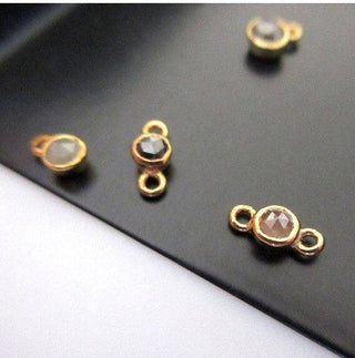 25 Pieces 3mm Rose Cut Diamond Connector Single Double Loop Sterling Silver Connectors, Gold Filled Jewelry Bezel Connectors, DDS430/9
