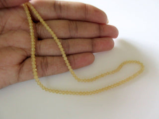 2.5mm Natural Yellow Calcite Faceted Round Rondelles Beads, Excellent Uniform Cut, 13 Inch Strand, GDS495