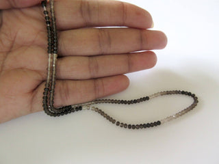 2.5mm Natural Smoky Quartz Faceted Round Rondelles Beads, Excellent Uniform Cut, 13 Inch Strand, GDS496