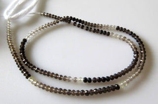 2.5mm Natural Smoky Quartz Faceted Round Rondelles Beads, Excellent Uniform Cut, 13 Inch Strand, GDS496