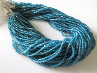 3mm Natural Shaded Blue Apatite Faceted Round Rondelles Beads, Excellent Uniform Cut, 13 Inch Strand, GDS504