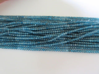 3mm Natural Shaded Blue Apatite Faceted Round Rondelles Beads, Excellent Uniform Cut, 13 Inch Strand, GDS504