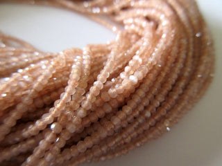 2mm Natural Peach Moonstone Faceted Round Rondelles Beads, Excellent Uniform Cut, 13 Inch Strand, GDS509