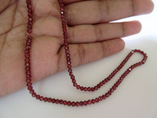 3mm Natural Mozambique Garnet Faceted Round Rondelles Beads, Excellent Uniform Cut, 13 Inch Strand, GDS510