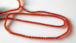 2mm Natural Carnelian Faceted Round Rondelles Beads, Excellent Uniform Cut, 13 Inch Strand, GDS512