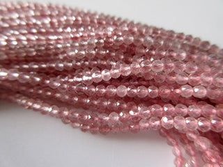 3mm Natural Strawberry Quartz Faceted Round Rondelles Beads, Excellent Uniform Cut, 13 Inch Strand, GDS514